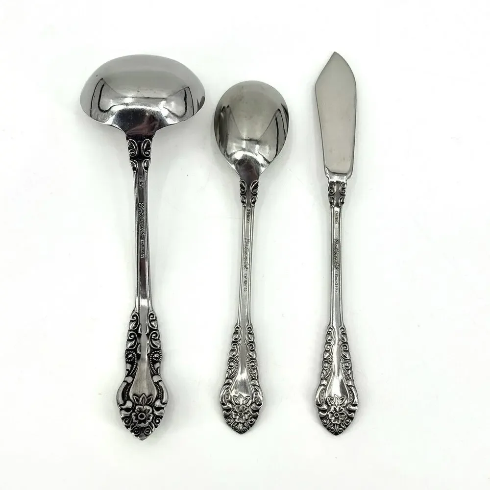 3 Table/Serving Utensils VTG VOISIN FLORAL CONTINENTAL Ladle Butter Knife Spoon